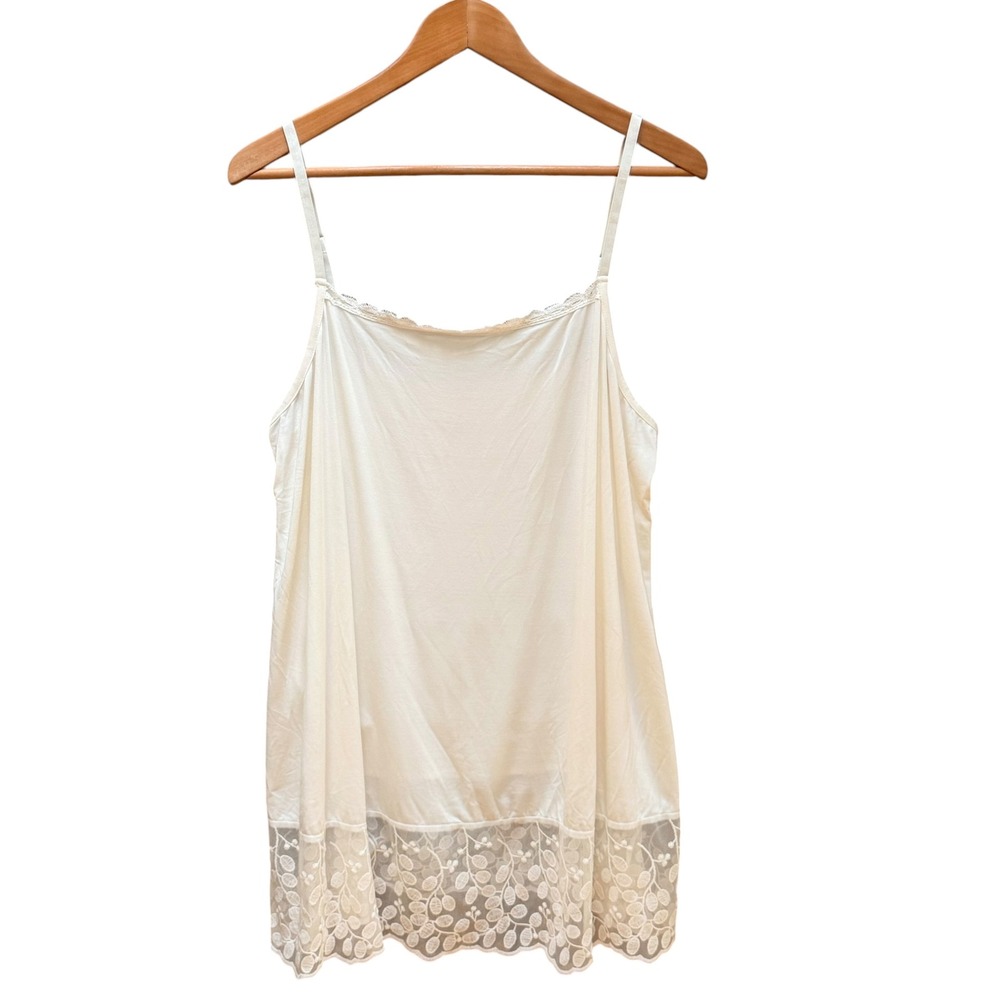 Matilda Jane Top Dress Extender Women XL Cream Lace Trim Cami Layering Tank Top